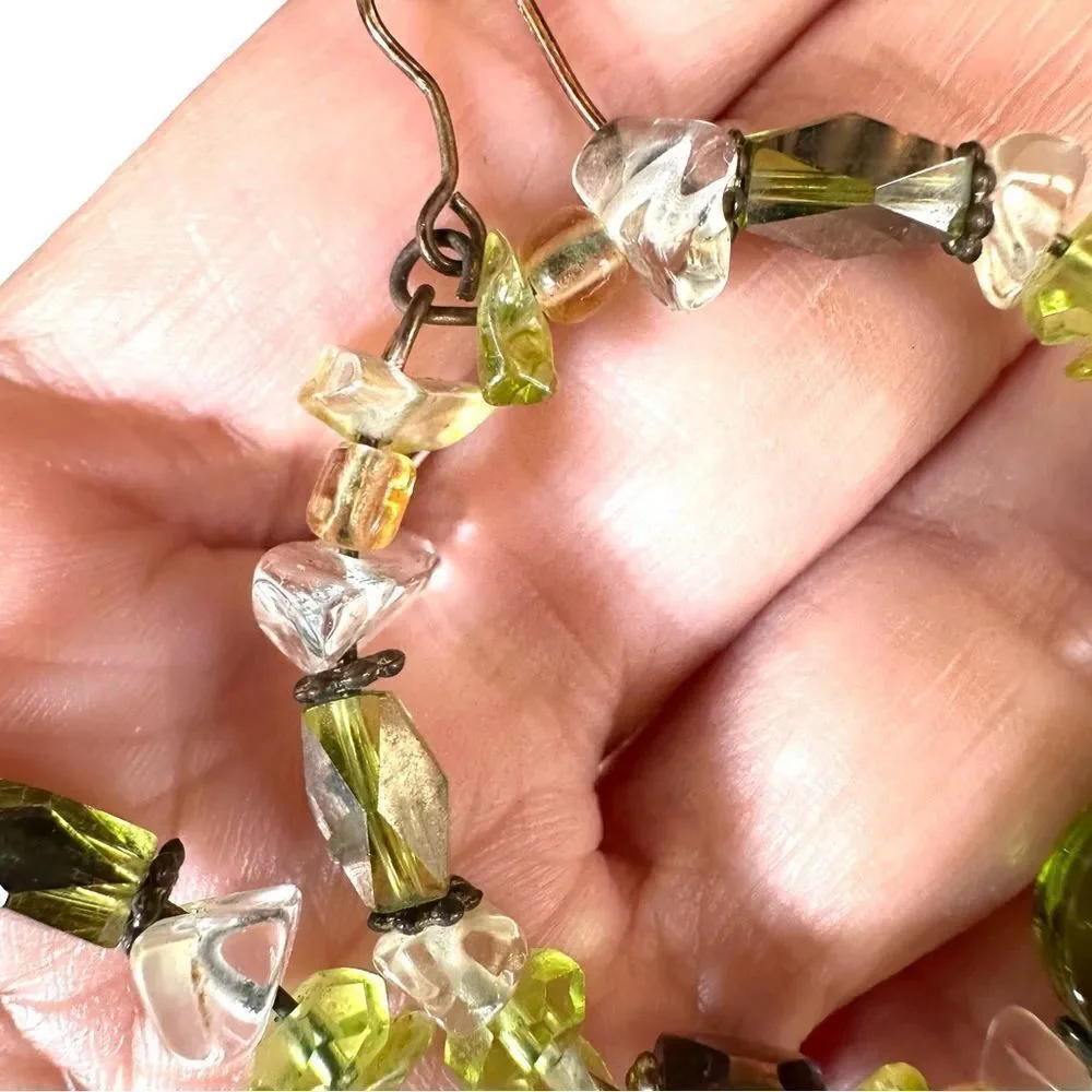 Green beaded circle earrings